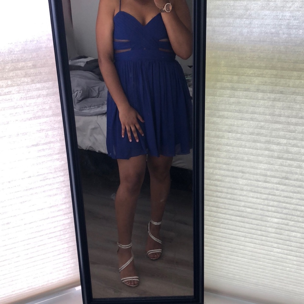Blue short prom dress